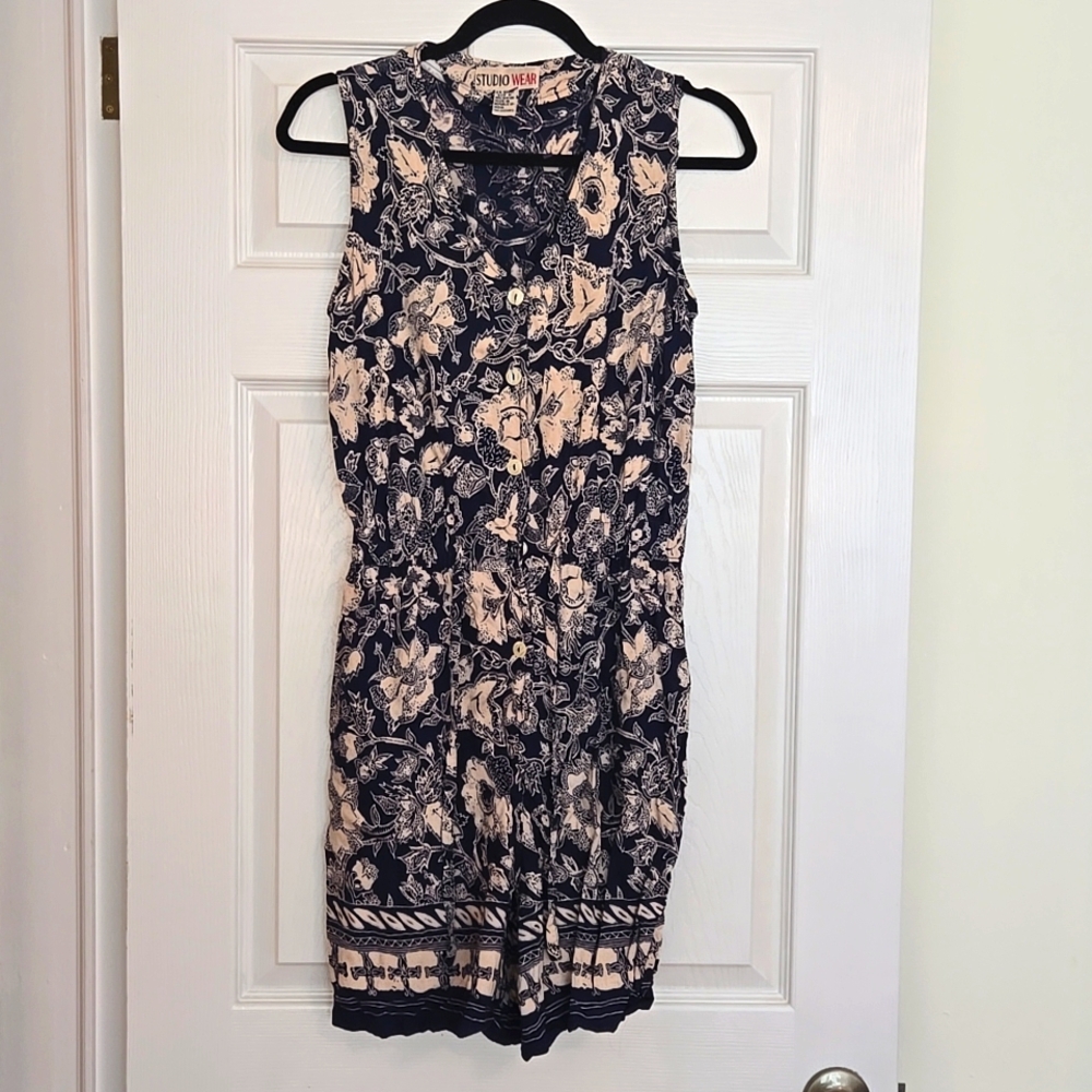 Vintage Floral Sleeveless Romper